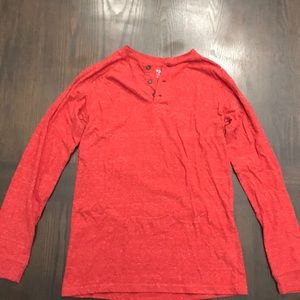 XL boys red long sleeved henley